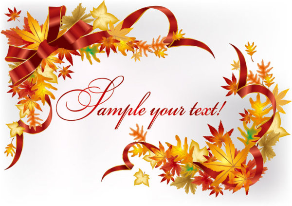 Autumn leaves Gift Card vector 02