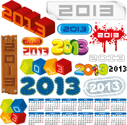 2013 design elements and 2013 Calendar vector 01