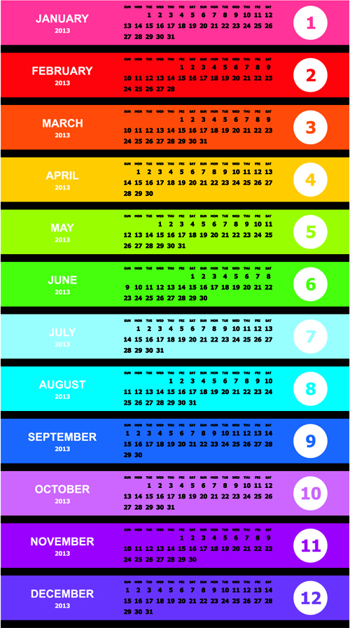 Elements of 2013 Year Planner Calendars design Vector 02