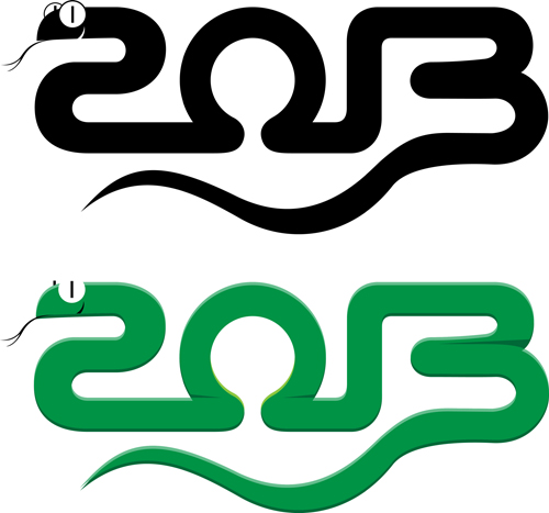 Set of 2013 year of snake design vector 03