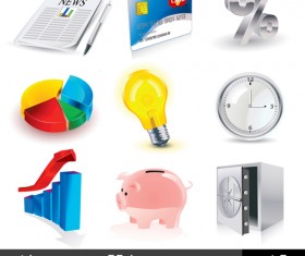 Shiny 3D logos and icons design vector 02