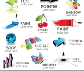 Shiny 3D logos and icons design vector 05