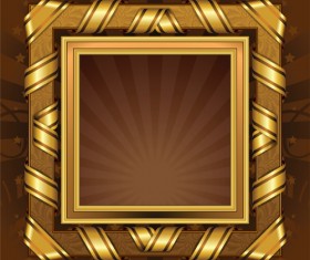 Set of Antique Gold Photo Frame elements vector 01
