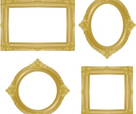 Set of Antique Gold Photo Frame elements vector 02