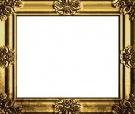 Set of Antique Gold Photo Frame elements vector 04