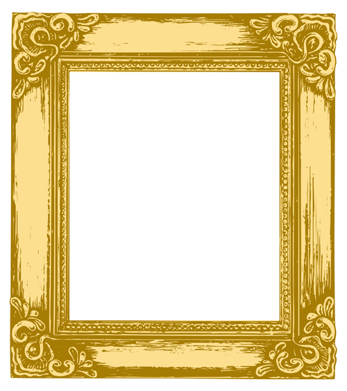 Set of Antique Gold Photo Frame elements vector 05