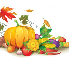 Autumn harvest elements vector background set 01