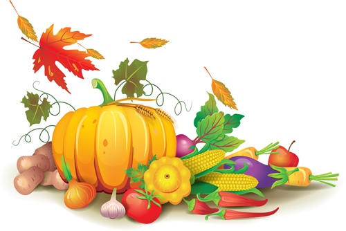 Autumn harvest elements vector background set 01