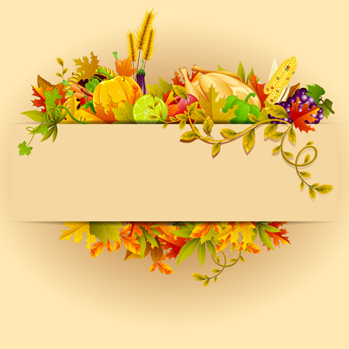 Autumn harvest elements vector background set 02
