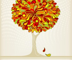 Autumn tree style cover design vector