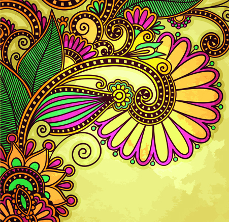 Floral patterns with grunge backgrounds vector 05