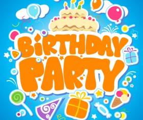 Creative Happy Birthday design elements vector art 03