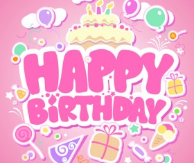 Creative Happy Birthday design elements vector art 04