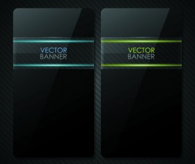 Set of Shiny Black Banners vector 01