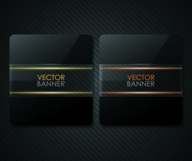 Set of Shiny Black Banners vector 02