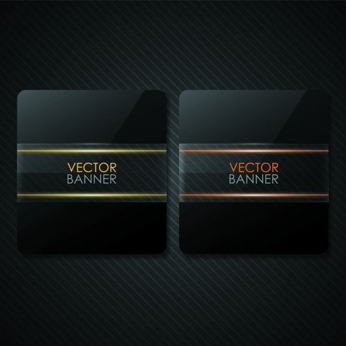 Set of Shiny Black Banners vector 02