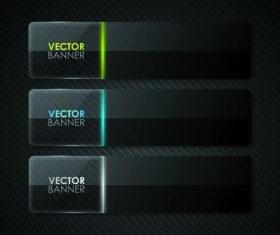 Set of Shiny Black Banners vector 03