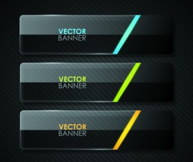 Set of Shiny Black Banners vector 04