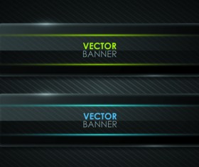 Set of Shiny Black Banners vector 05