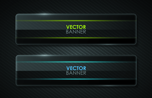 Set of Shiny Black Banners vector 05
