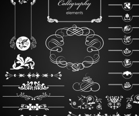 Set of ornate Calligraphy border pattern vector 02