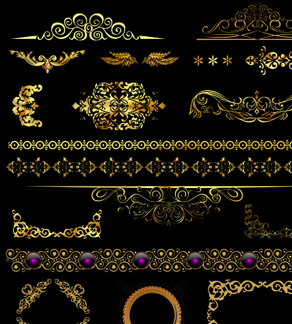 Set of ornate Calligraphy border pattern vector 03