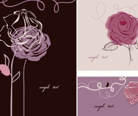 Hand drawn flower of Stylish card vector 03