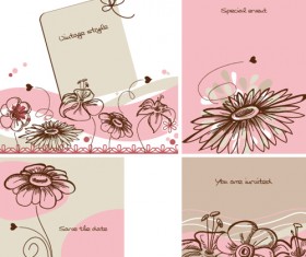 Hand drawn flower of Stylish card vector 04