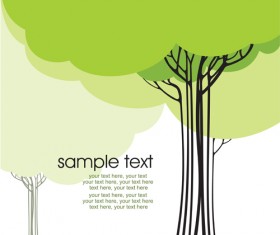 Set of Card with trees background vector 01