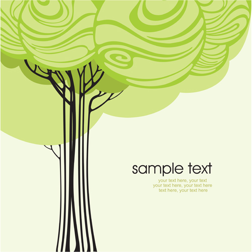 Set of Card with trees background vector 02 free download