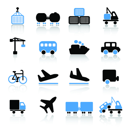 Different Cargo with Transport icons vector 03