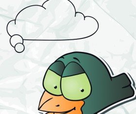 Set of funny Cartoon animals cloud to talk design vector 05