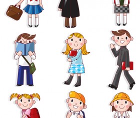 Different Cartoon school child image vector 04