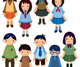 Different Cartoon school child image vector 05