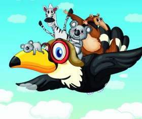 Cute Children with animals cartoon vector graphic 01