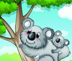 Cute Children with animals cartoon vector graphic 02