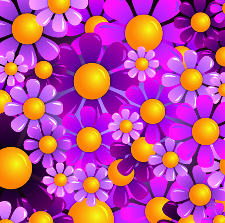 Bright Colorful flowers vector background set 03