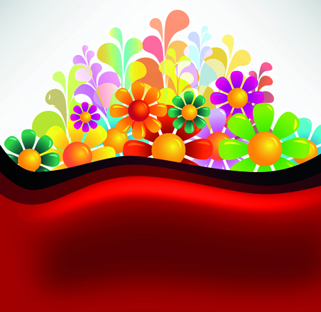 Bright Colorful flowers vector background set 04