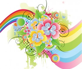 Colors floral Object vector backgrounds 02