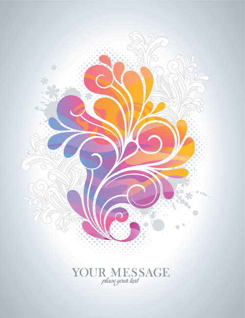 Colors floral Object vector backgrounds 03