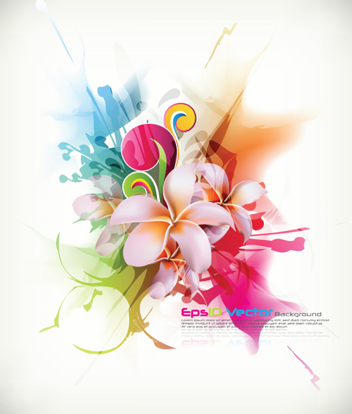Colors floral Object vector backgrounds 05