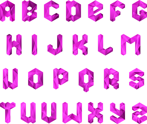 Different Crystal Alphabets mix design vector 03
