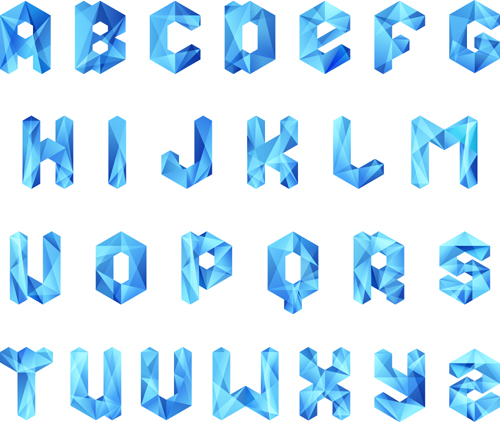 Different Crystal Alphabets mix design vector 04