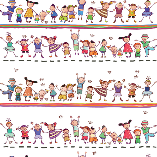 Different Happy Kids design vector graphic 03