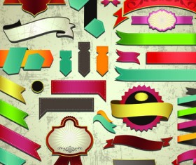 Different Retro ribbons labels mix vector set