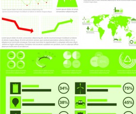 Set of Green Ecology chart and infographic vector 05
