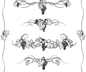 Elements of Grapes style Borders vector 01