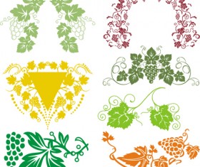 Elements of Grapes style Borders vector 01