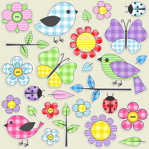 Fabric Animal and flower design vector