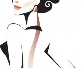 Set of Fashion girl vector graphic 03